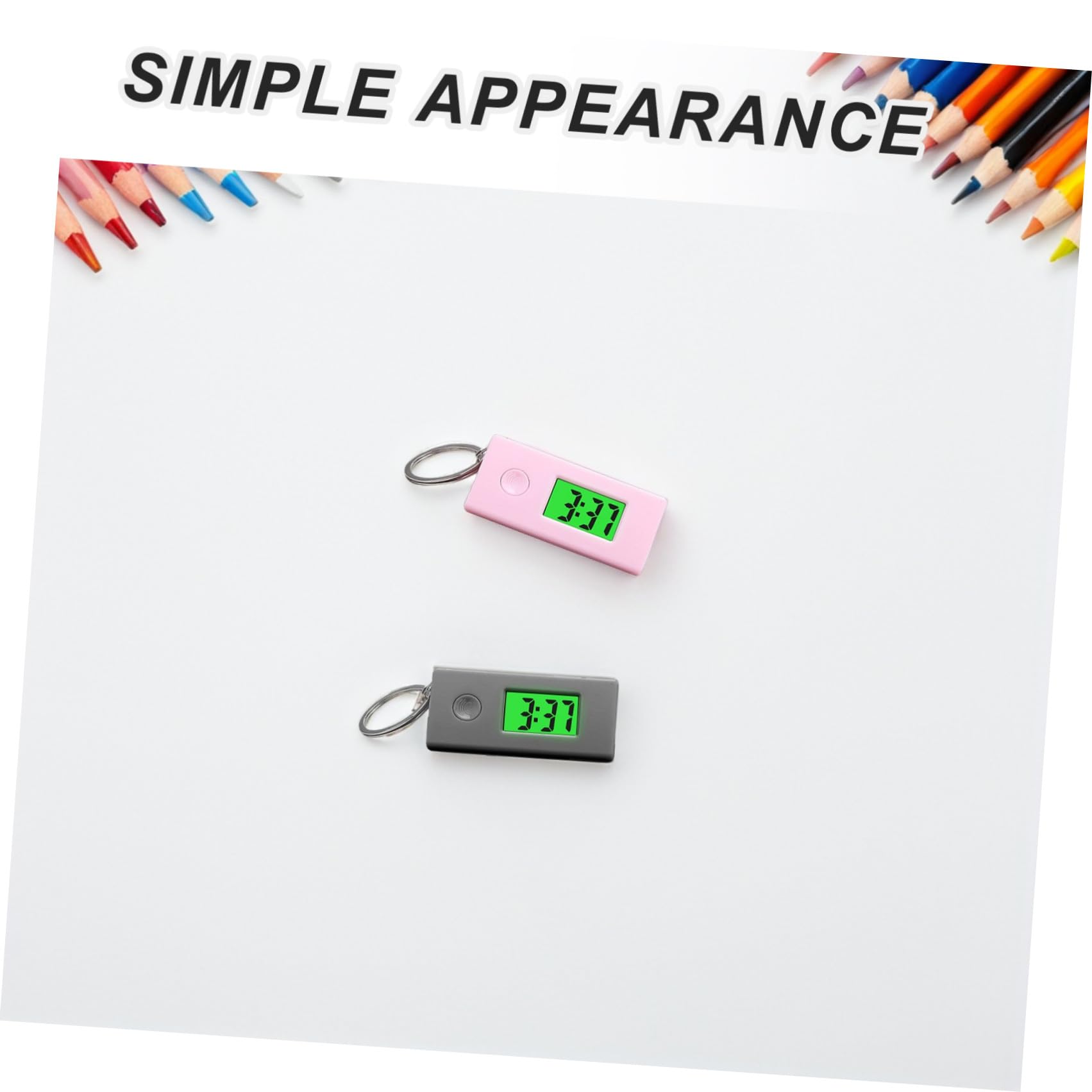 5 pièces Montre Porte-clés Silencieuse avec Lumière Nocturne Montre Digitale Portable Triangulaire pour Examens Travail et Activités Extérieures