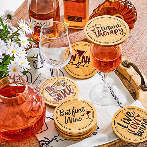 Tessco 8 Pcs Wine Glass Covers Funny Wood Drinking Glass Covers To Keep Bugs Out Bamboo Water Glass Toppers Keeps Debris Out For Party Wine Accessories Housewarming Gifts #TOP5