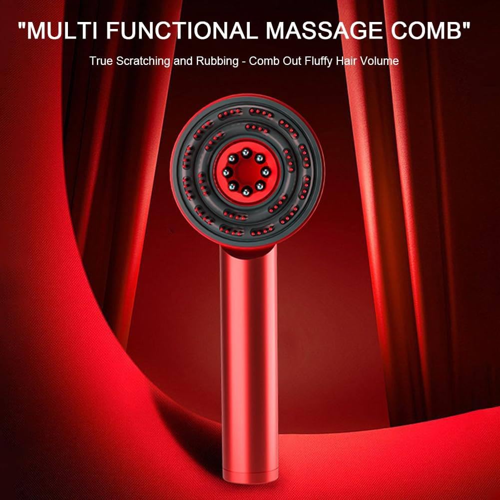 Cepillo Masajeador De Cuero Cabelludo, Masajeador PortáTil Shiatsu Para El Cuero Cabelludo, Aplicador De Aceite Para El Cabello, 3 Modos De Masaje,Tiempo De 10 Minutos, Onda De Luz De 850 Nm,Red