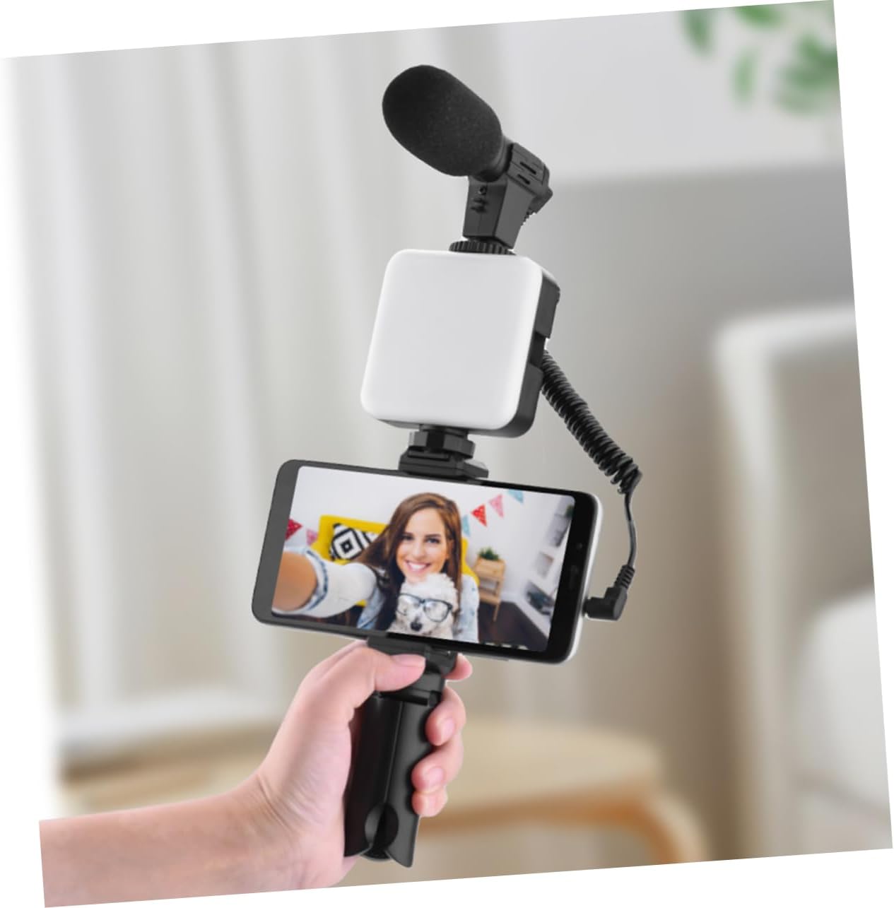 Smartphone Vlog Kit 4pcs Phone Tripod Microphone Clip Adjustable Desktop Stand for Vlogging Lightweight and Portable for Content Creators