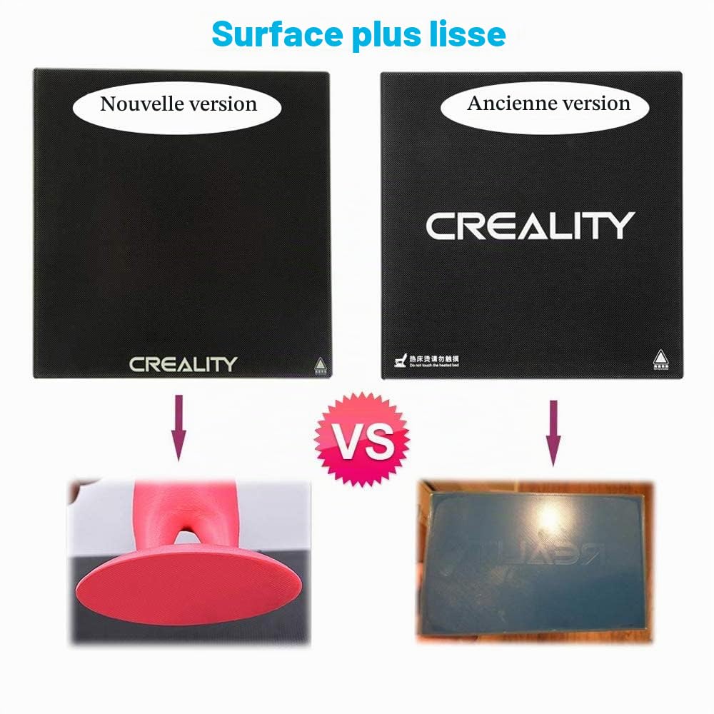 Creality Plateau Ender 3 Plateforme d'imprimante 3D Améliorée Trempé Plaque de Verre Lit Chauffant Surface pour Ender 3/Ender 3 Pro/Ender 3 V2/Ender 5, 235x235x4mm