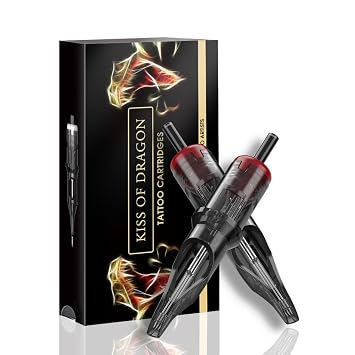 Kiss of Dragon -Tattoo Cartridge Needles #12 0.35mm 5 Curved Magnum Standard Disposable Tattoo Cartridges 20Pcs Needles for Professional Rotary Tattoo Pen Machine Supply 1205RM