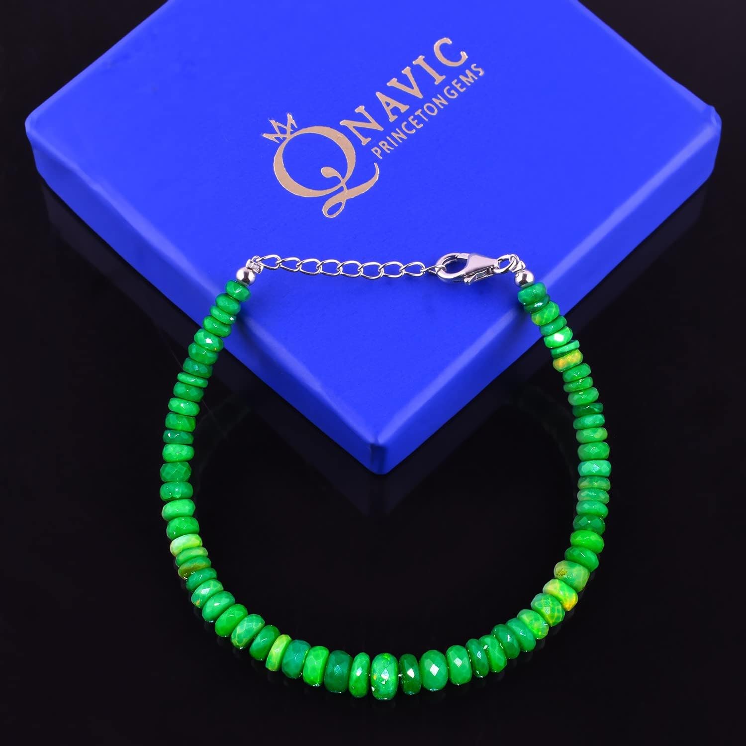 925 Sterling Silver Bracelet for Women, Gemstone Dainty Choker Bangle Bracelet, Natural Beads Handmade Jewelry, July Birthstone For Birthday Gifts 8 Inch - Image 3