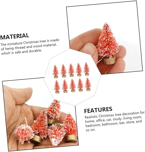 Miniatura 5 de Amosfun 12 piezas de mini árbol de Navidad para decoración de árbol de Navidad en miniatura, árbol de Navidad de escritorio, accesorios de