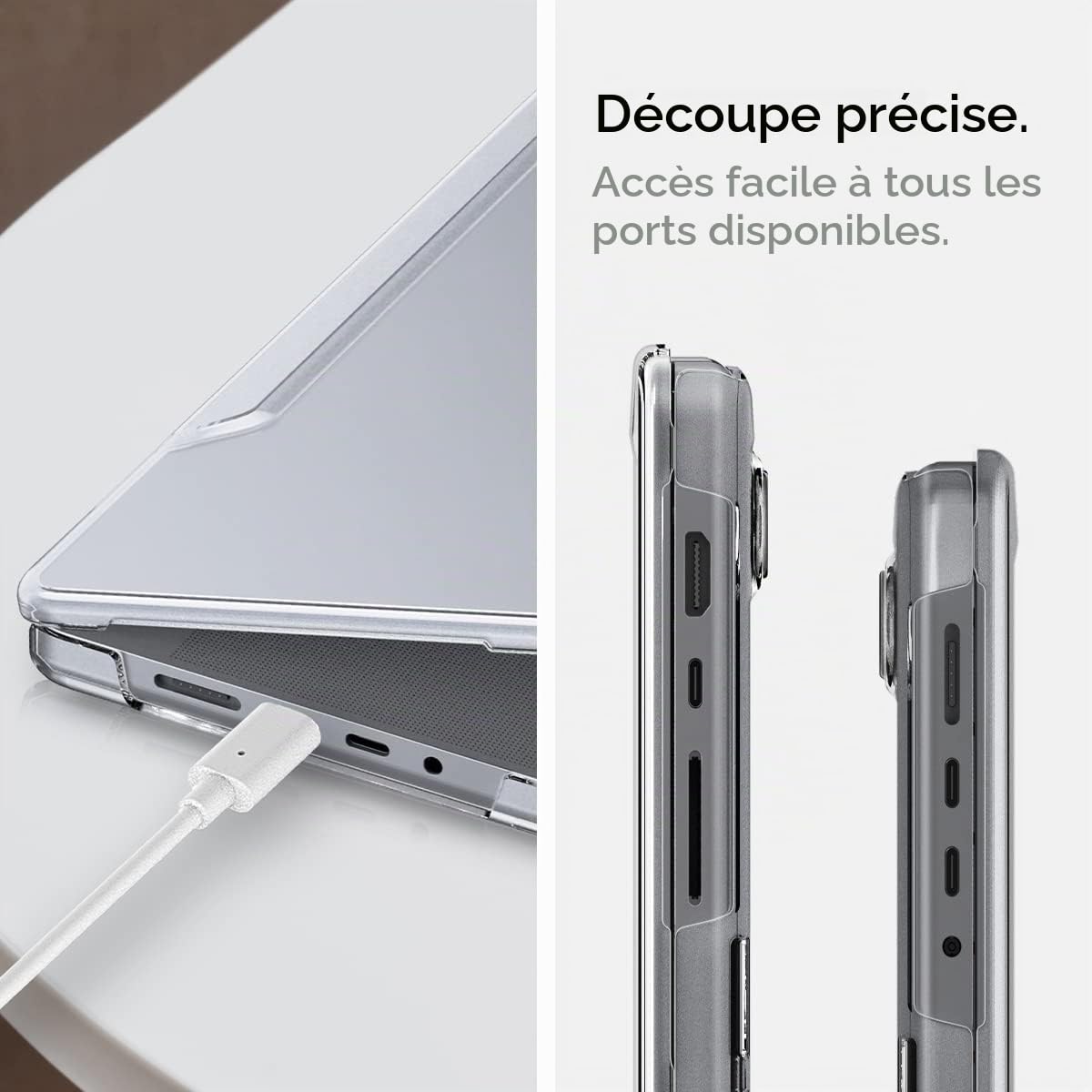 Spigen Thin Fit Coque Compatible avec MacBook Pro 14 Pouces M5/Pro/Max (2026), M4/M3/M2/M1/Pro/Max (2025-2021) Étui Rigide Transparent de Protection - Transparent
