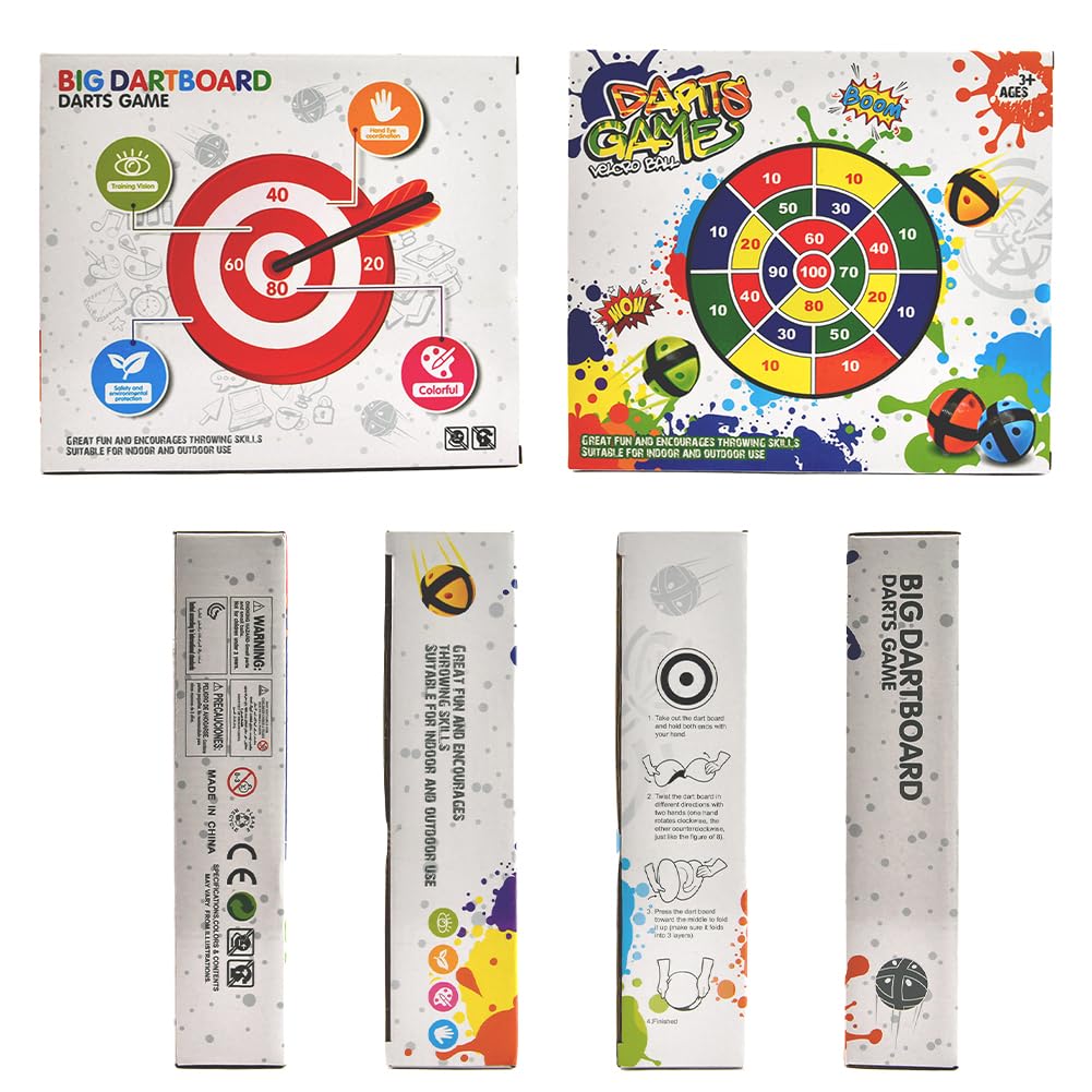 Vicloon Diana Niños, 66CM/26pulgada Dardos de Doble Cara, Juego de Tablero para Interiores y Exteriores, 12 Bolas Adhesivas, 1 Pistola de Aire, 4 Flechas, 6 Dardos, 1 Gancho, 1 Bolsa — view 8