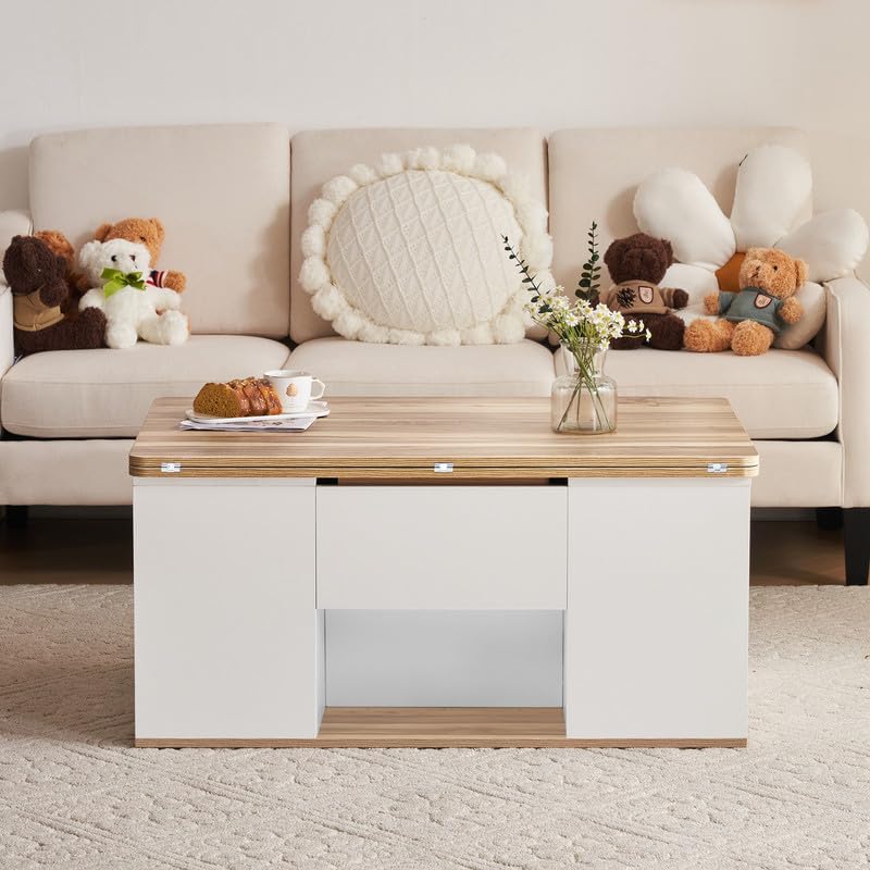 Table basse relevable multifonction avec grand rangement pour salon moderne - 7