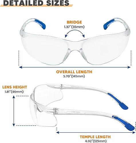 Miniatura 7 de Gafas de seguridad transparentes 24 unidades, gafas protectoras con protección UV ANSI Z87.1, gafas de seguridad resistentes a arañazos e impactos