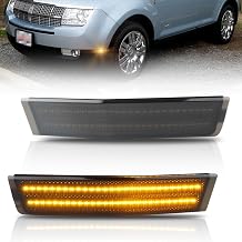 Front Fender Side Marker Lights [2 Light Beads 54 SMD Chips Super Bright] for 2007-2010 Lincoln MKX, Smoked Lens Side Bumper Marker Lamps Amber LED Side Markers Turn Signal Lights, 2 PCS