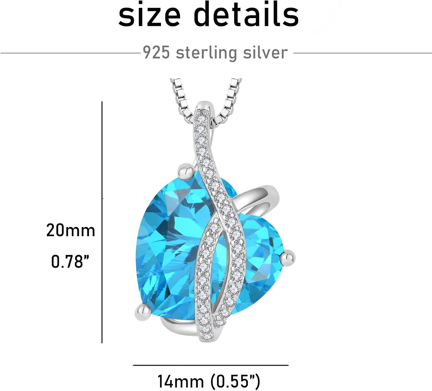 JO WISDOM Necklaces for Women 925 Sterling Silver Love Heart Birthstone Pendant Jewelry Gifts