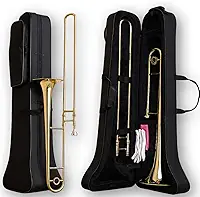 Trombone De Vara Laqueado Com case profissional iniciante Trombone De Vara Tenor Bb Laqueado com Case Estojo Incluso Instrumento Musical Profissional e Para Iniciantes com Som Claro Alta Durabilidade