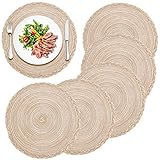 Hocaies Platzsets Rund Tischsets Set rutschfest Platzdeckchen Hitzebeständige Runde Platzdeckchen Abwaschbar Geflochtene Platzsets