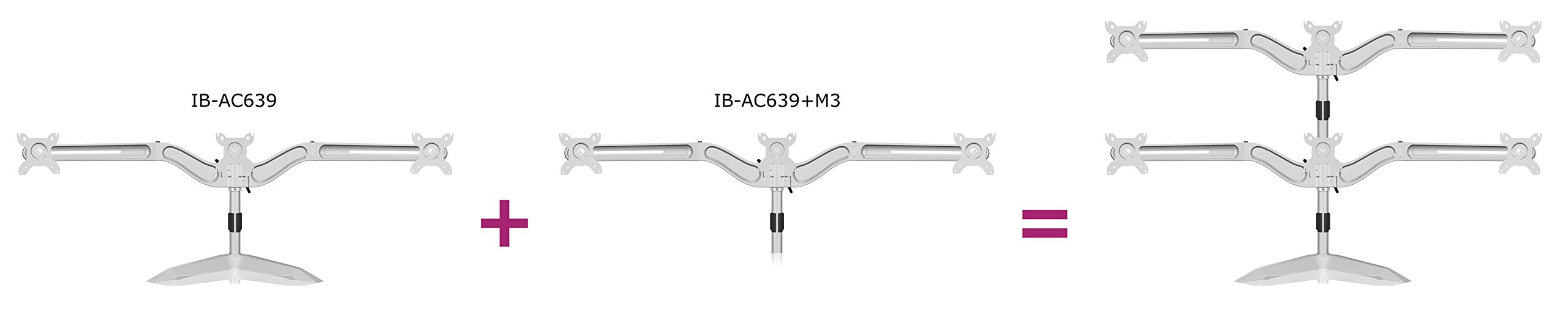 Icy Box IB-AC639+M3 uchwyt do monitora do 3 monitorów (do 24") - akcesoria/jednostka rozszerzająca do Icy Box IB-AC639