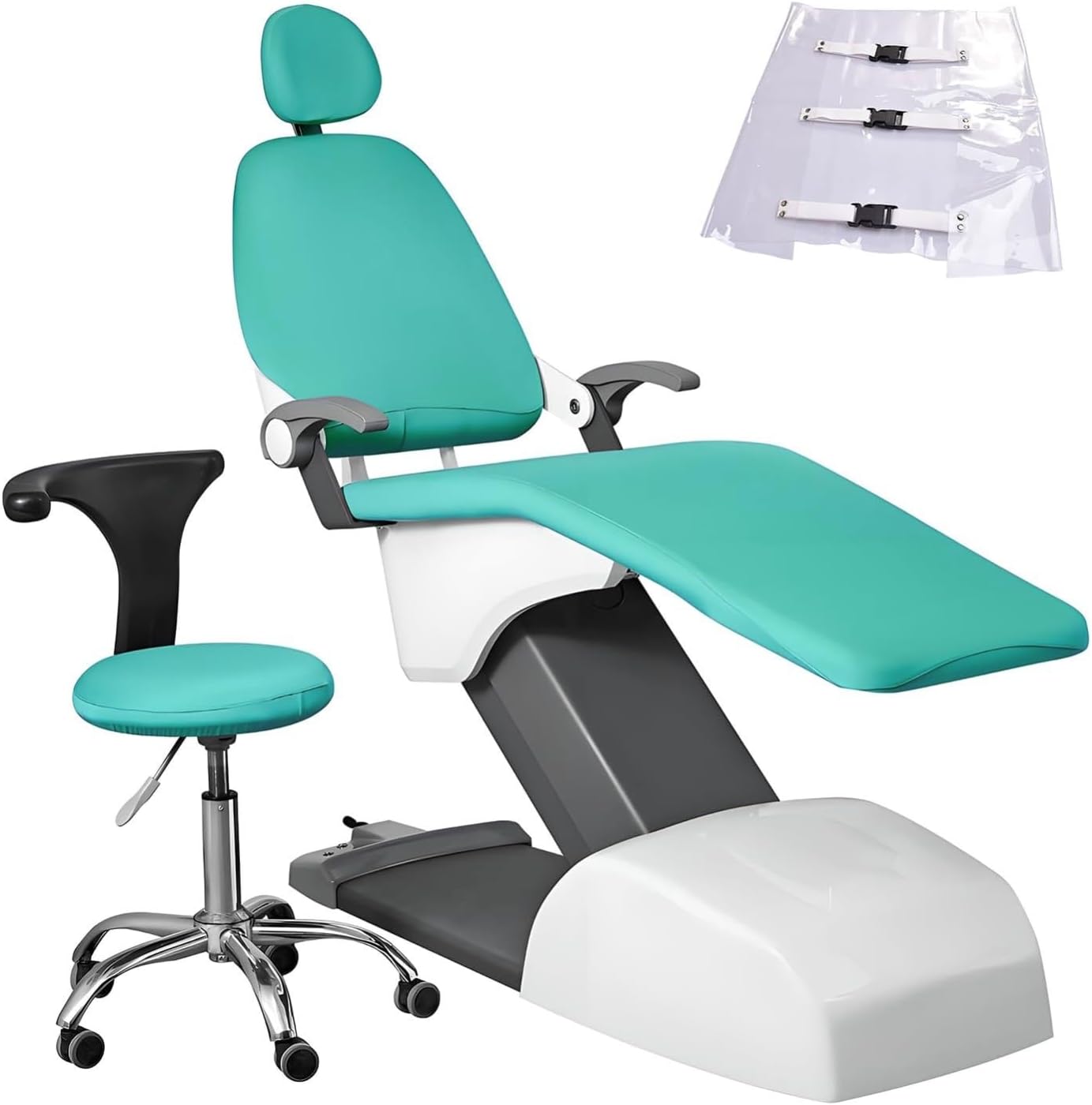 5Pcs Dental Chair Cover High Elastic Full Protective Milk Silk Washable Durable Dental Chair Protectors(Light Green)
