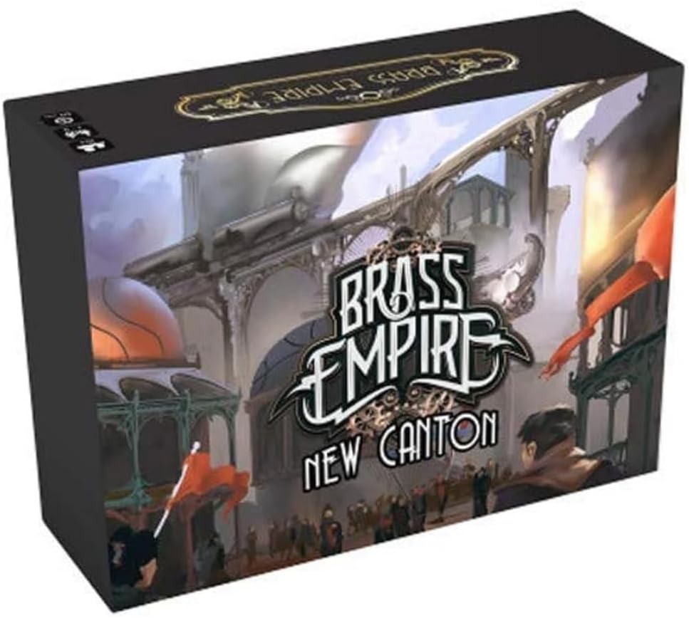 Brass Empire: New Canton – 2-Player Expansion & New Content, Deck-Building Board Game Add-On, Ages 14+, Adds New Factions & Rules