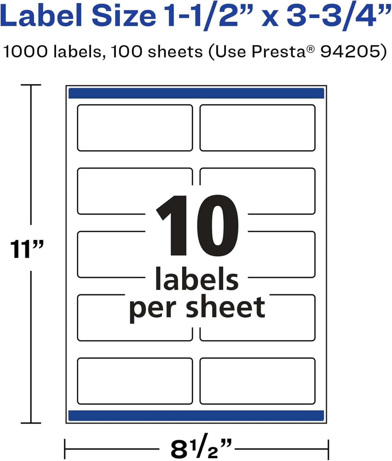 Avery Glossy White Rectangle Labels, Sure Feed Technology, 1.5" x 3.75", 1,000 Glossy White Labels, Print-to-The-Edge, Permanent Adhesive, Laser/Inkjet Printable