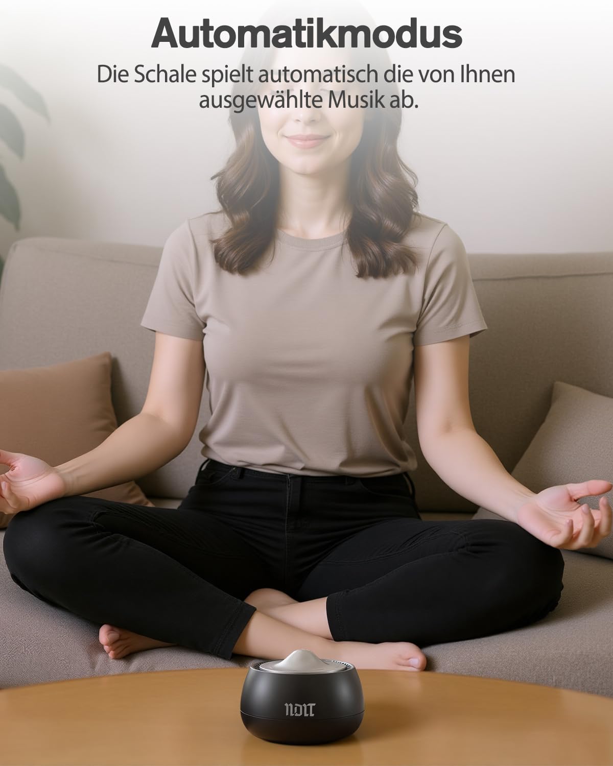 NDLT Tibetische Klangschale, 8 Heilfrequenzen 369-963 Hz, Automatik und Manuell Modus, Vibration Funktion und Timer, USB-C Aufladbar, Praktisches Meditationsgerät für Yoga Übungen, Entspannung, Reiki