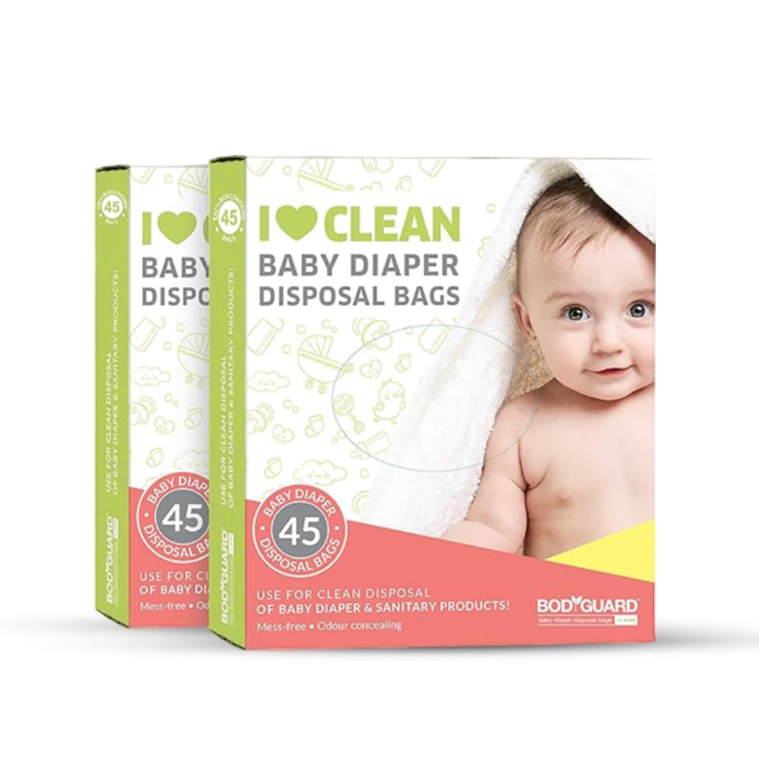 Bodyguard Baby Diaper Disposable - Leak-Proof Bags for Discreet Disposal of Diapers and Intimate Sanitary Products, 45 Piece Per Pack-image-39