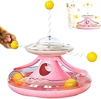 Vista 8 de Pelotas interactivas 3 en 1 para gatos, juguetes giratorios para gatos, molino de viento, dispensador de comida para gatos, alimentador lento