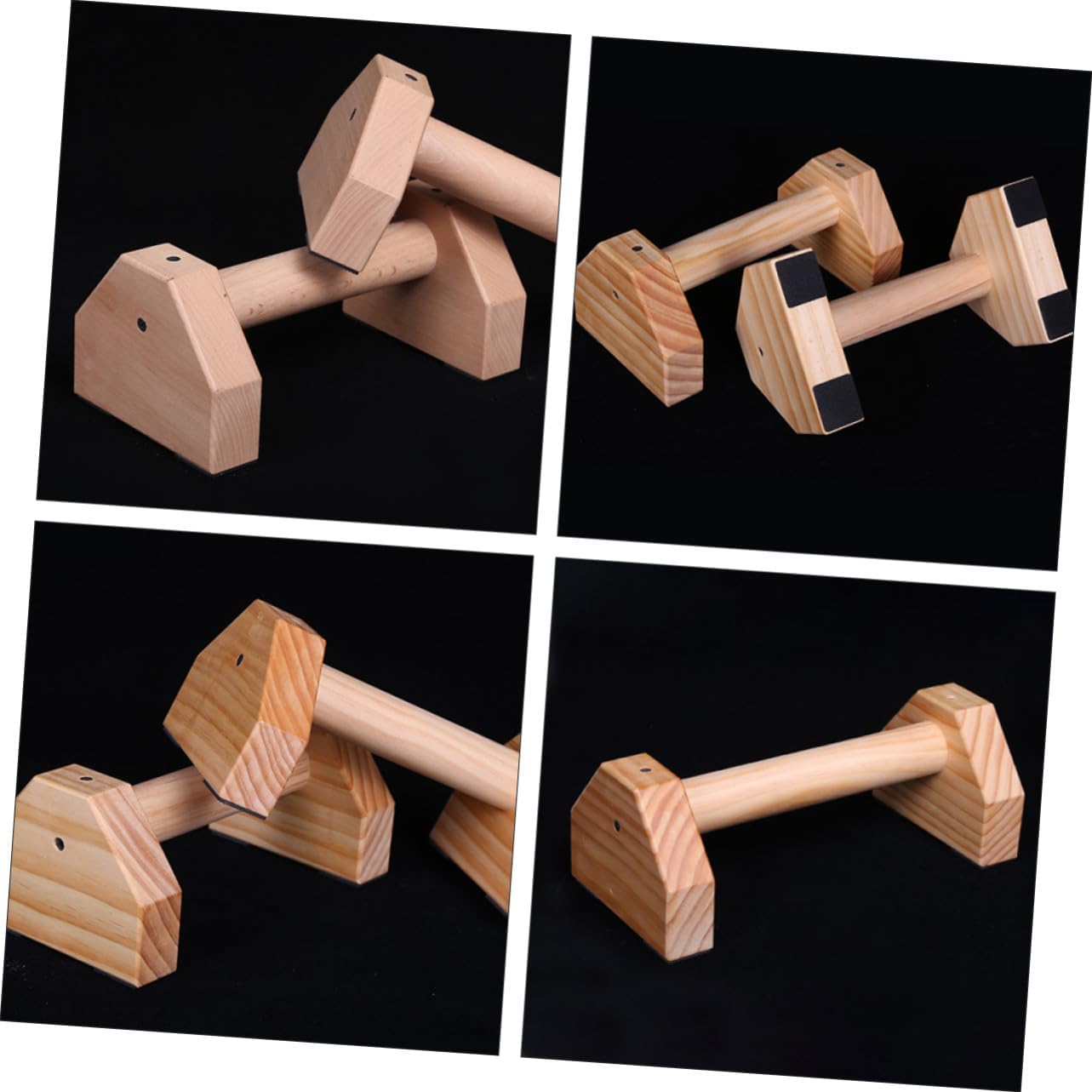 Push-up Stands for Home Pine Wood with Multi-point Gravity Distribution Safe Grip Bars Fitness Equipment for Upper Body and Core Strength Training