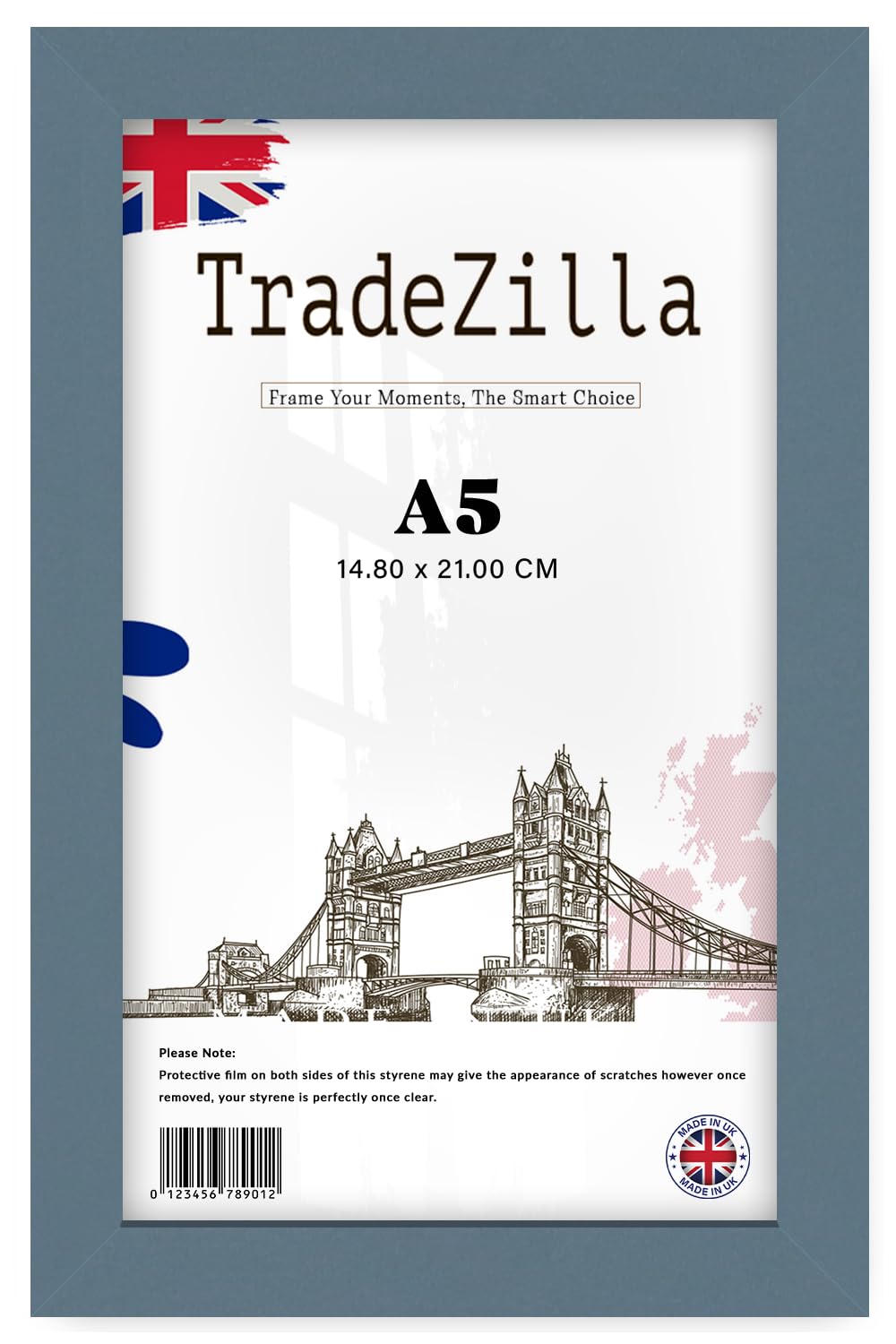 TradeZilla | Wood Finish Picture Frame A5 (14.80 x 21.00 CM) Classic Design for Home & Office Wall Gallery, Engineered MDF Frame for Art, Photography & Certificates [ Dark Grey ]