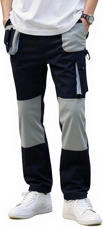 Maizoon Men's Durable Industrial Work Trousers Heavy Duty Cargo Pants with Knee Pad Pockets Wear-Resistant for Construction, DIY, Mechanics & Tradesmen
