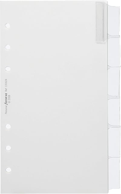 Filofax Personal Blank Index with Multi-Coloured Labels 6 Tabs - White