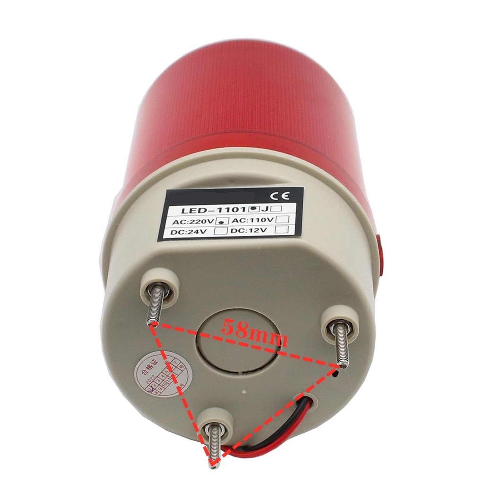 1 szt. LED-1101 z obrotowym głosem LED stroboskopowym światło ostrzegawcze syrena żółta niebieska czerwona zielona LED światło ostrzegawcze 12 V 24 V 110 V 220 V (kolor: czerwony, rozmiar: 12 V_with
