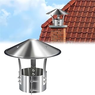 All Weather Chimney Cap, Stainless Steel, Cone Top Stove Pipe Topper, Fireplace Exhaust Roof Vent Cover, for Wood Boiler, Oil Burning Stove, Furnace, Heater(160)
