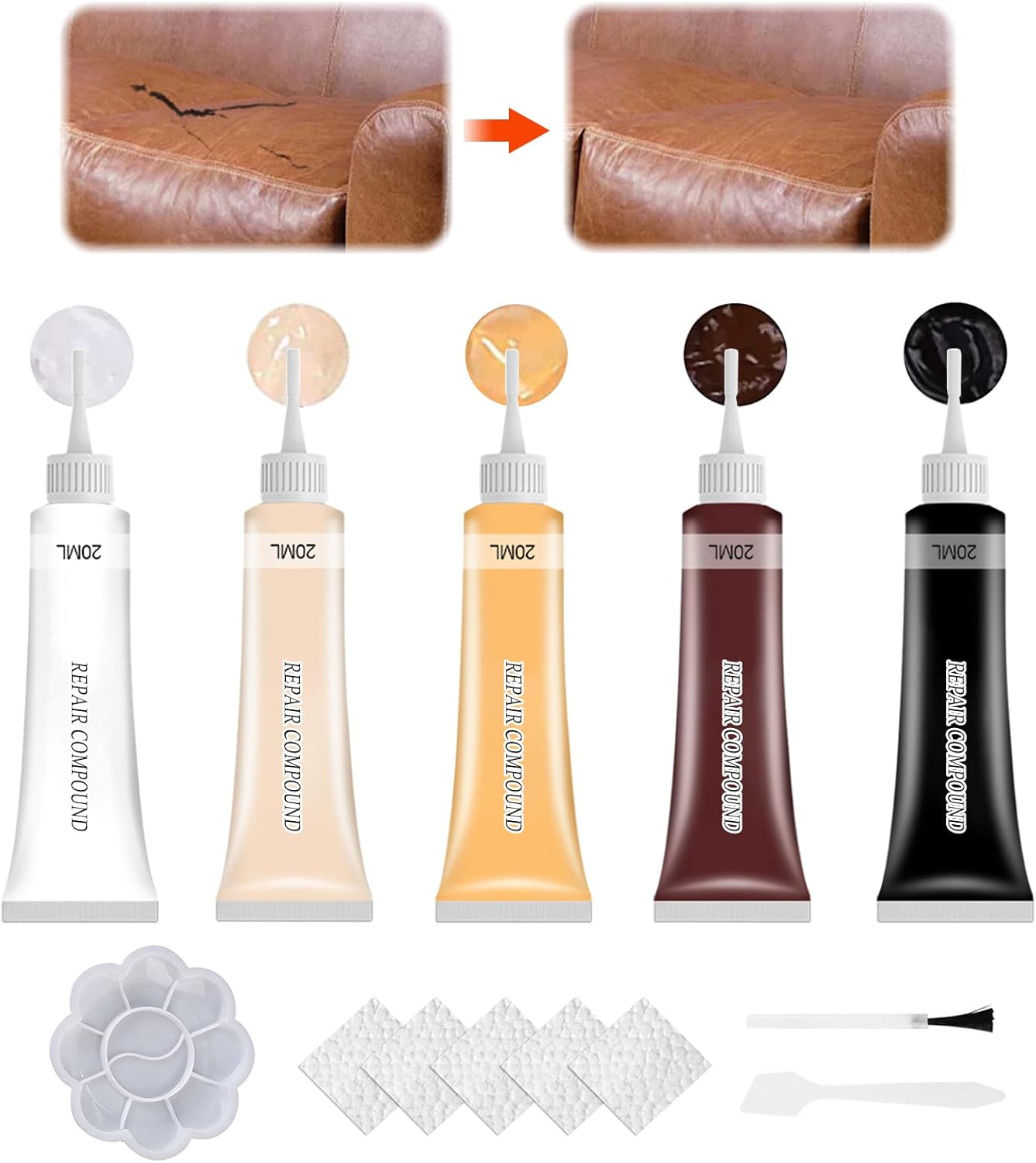 Lederreparatur Creme, 5 Farben Mischbare Lederreparatursets, Leder