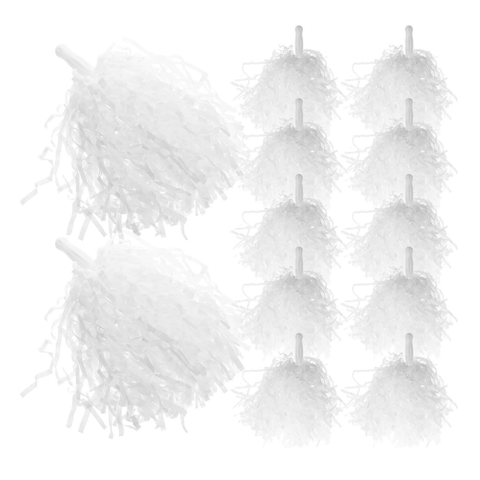 Pompom 12Pcs Cheerleading Metallic Pom Poms Hand-Held Floral Props Dance Performance Sport Events White for Cheerleaders
