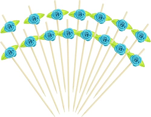 ONLYKXY 100 palillos de dientes de bambú de 4.72 pulgadas, coloridos palillos de cóctel para aperitivos, fiesta de té, despedida de soltera, boda,