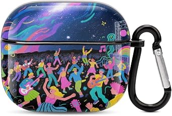 Starry Sky Music Earbud Case with Carabiner Clip Earphone Storage Bag for AirPod Case 3rd Generation Cover with Keychain Accessories