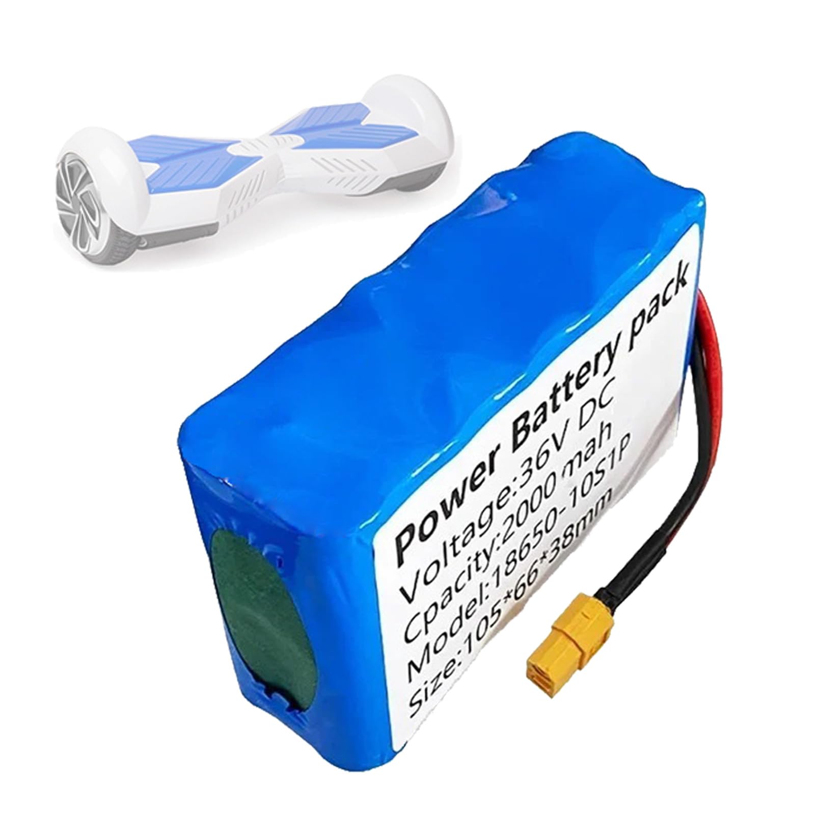 SSCYHT Batería para Hoverboard 36 V y 2 Ah Batería de Repuesto 36 V Baterías de Litio 2 Ah Baterías Patinete eléctrico con Puerto XT60 para Kit Motor 50 W a 72 W,36v2ah 1pack