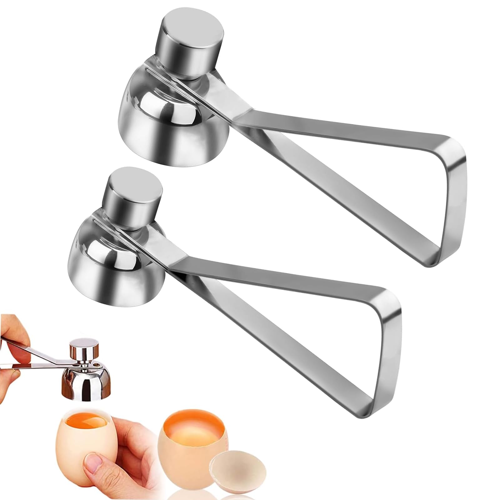 2 pcs Boiled Egg Cutter, Egg Topper, Egg Cracker, Egg Topper for Boiled Eggs, Stainless Steel Egg Topper Separator, Handheld Boiled Egg Cutter for Hard Soft Boiled Eggs