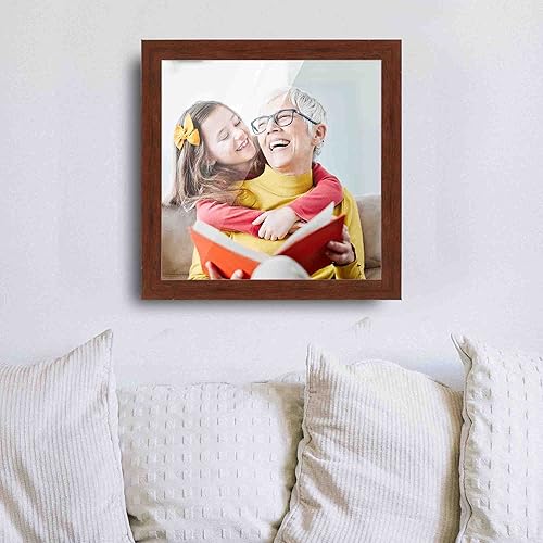 Miniatura 2 de 8x8 Brown Real Wood Picture Frame Width 1.25 Inches  Interior Frame Depth 0.5 Inches  Galvin Traditional Photo Frame Complete with UV Acrylic, Foam