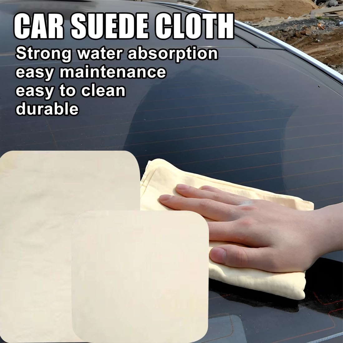 Pelle Di Daino Per Auto - 2 Pezzi 40x30 Cm, Ultra Assorbente, Senza Graffi E Aloni - Foto 2