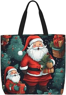 Cute Christmas Man Print Lightweight Tote Large Capacity Unisex Bag Reusable Travel Work Functional Storage