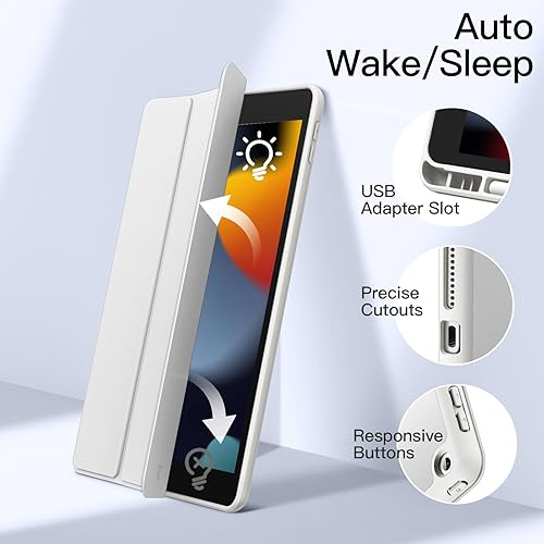 Miniatura 70 de JETech Funda para iPad de 10.2 pulgadas (9ª/8ª/7ª generación, 2021/2020/2019) con soporte para lápices, carcasa trasera transparente, soporte Azul