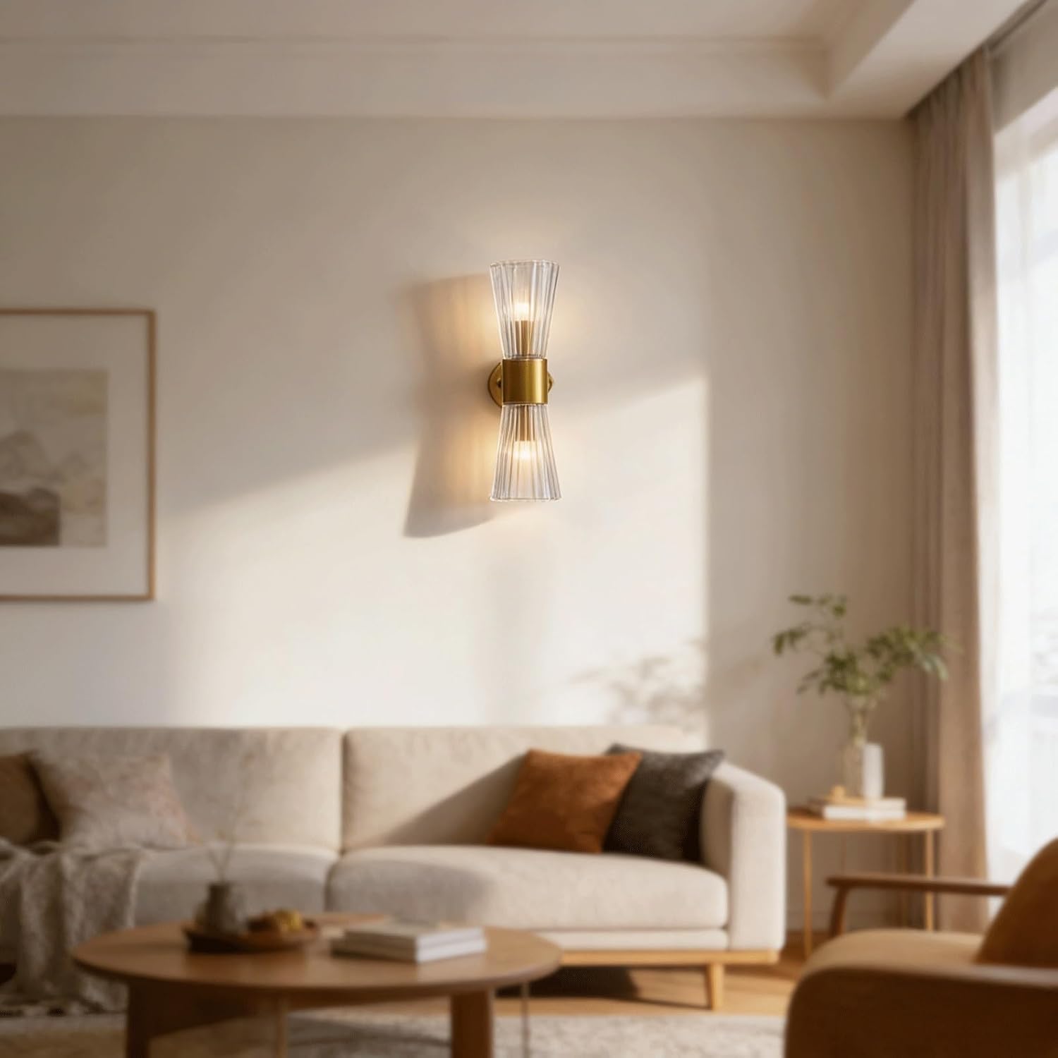 Ribbed Crystal Wall Light, Nordic Metal Sconce, Mounted Indoor Fixture for Hotel, Restaurant, Kitchen, Cafe, Hallway, Corridor, Entryway Accent Lighting, Lobby, Foyer, Suite Parlor