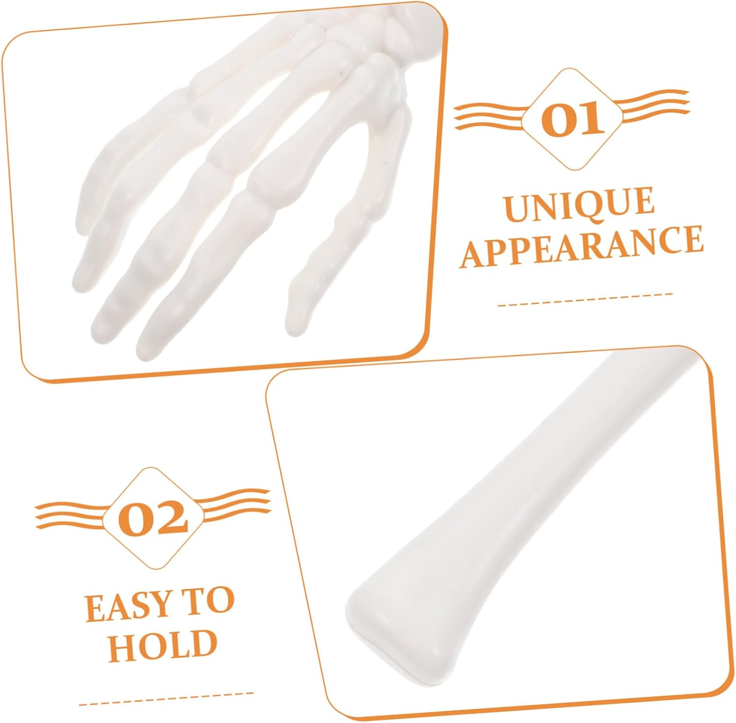 DOITOOL Halloween Skeleton Arm Salad Tongs White Artificial Skull Hand Prop for Haunted Houses Escape Rooms