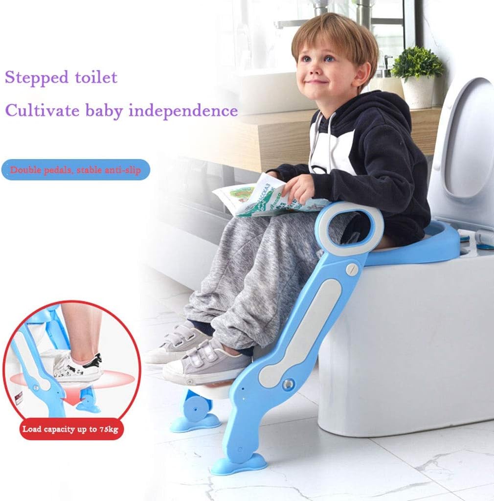 Baby Toilet Adjustable Seat with Ladder Potty Training Seat Non-Slip Cushion Potty Trainer Suitable for Boys and Girls Baby Potty Training (Color : Pink) (Green)