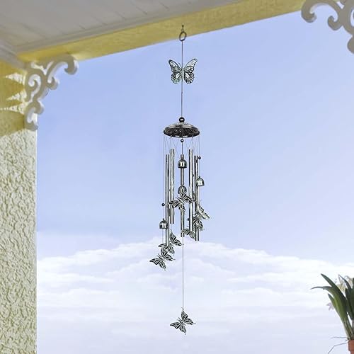 Miniatura 3 de Campanillas de viento para espacio exterior de 36 pulgadas, mariposas, tubo de aluminio, carillón de viento con gancho en S, regalos conmemorativos,