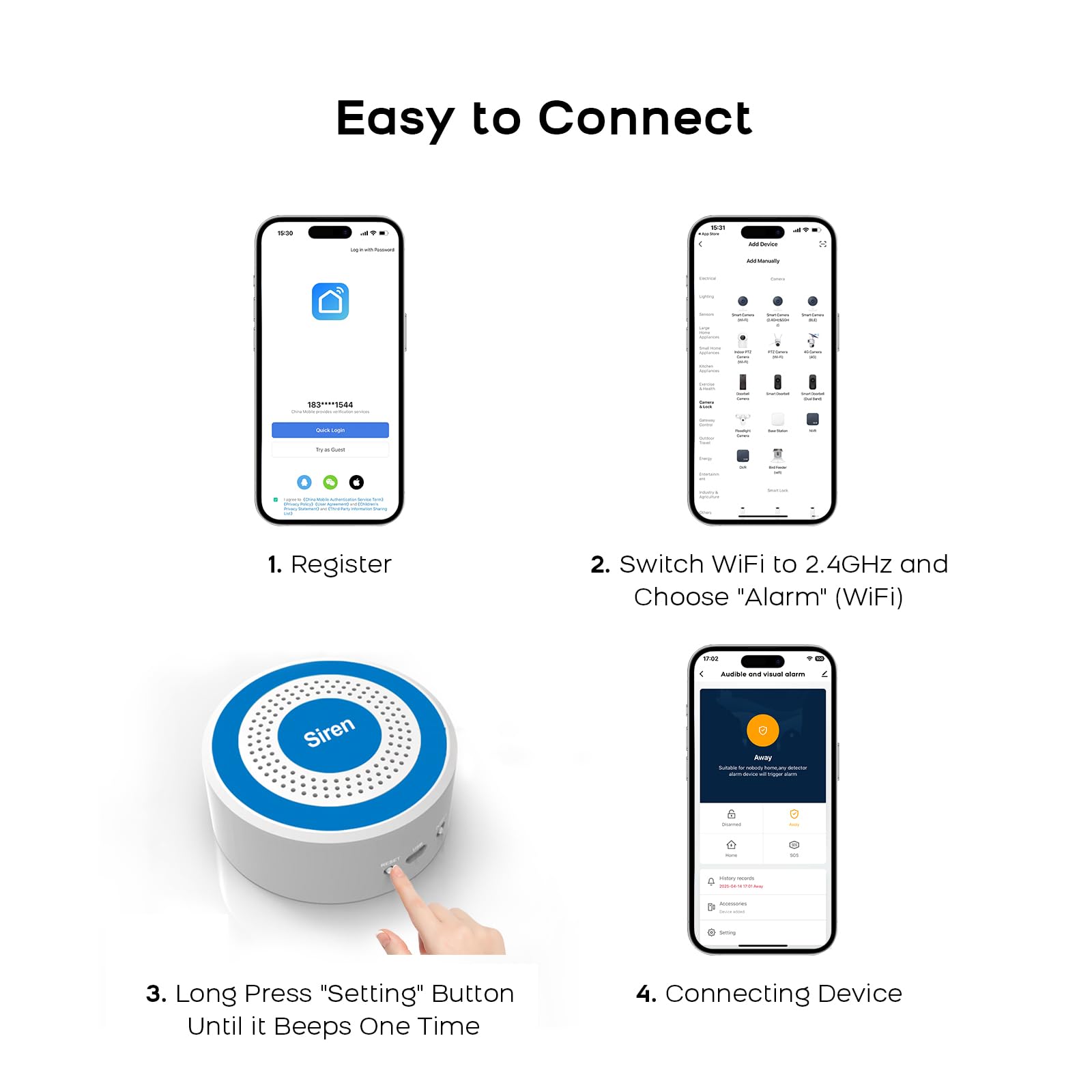 Alarme Maison sans Fil Intelligent, 2,4GHz WiFi Systèmes Sécurité pour la Maison avec APP, 13 Pièces - Capteurs de Fenêtre et de Porte, Détecteur de Mouvement, Télécommande, Compatible avec Alexa
