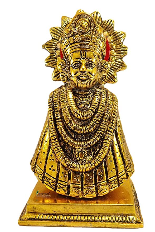 MC Metal Khatu Shyam Ji Murti Decorative Showpiece - 16 cm (Metal, Gold)