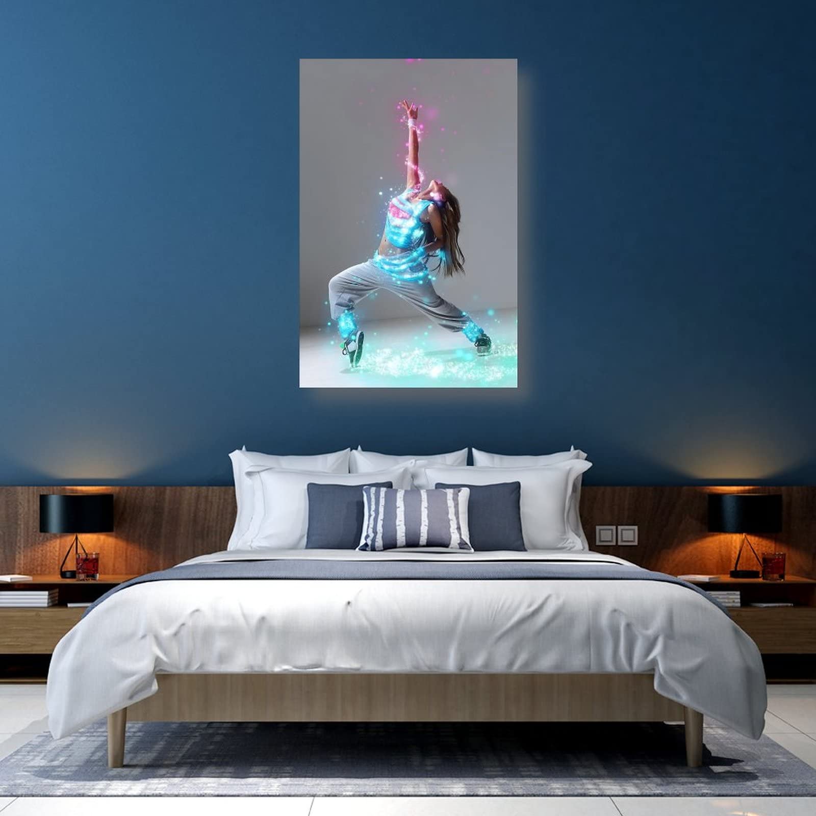 Poster artistico su tela da parete con ballerino hip hop e ballerino, 50 x 75 cm