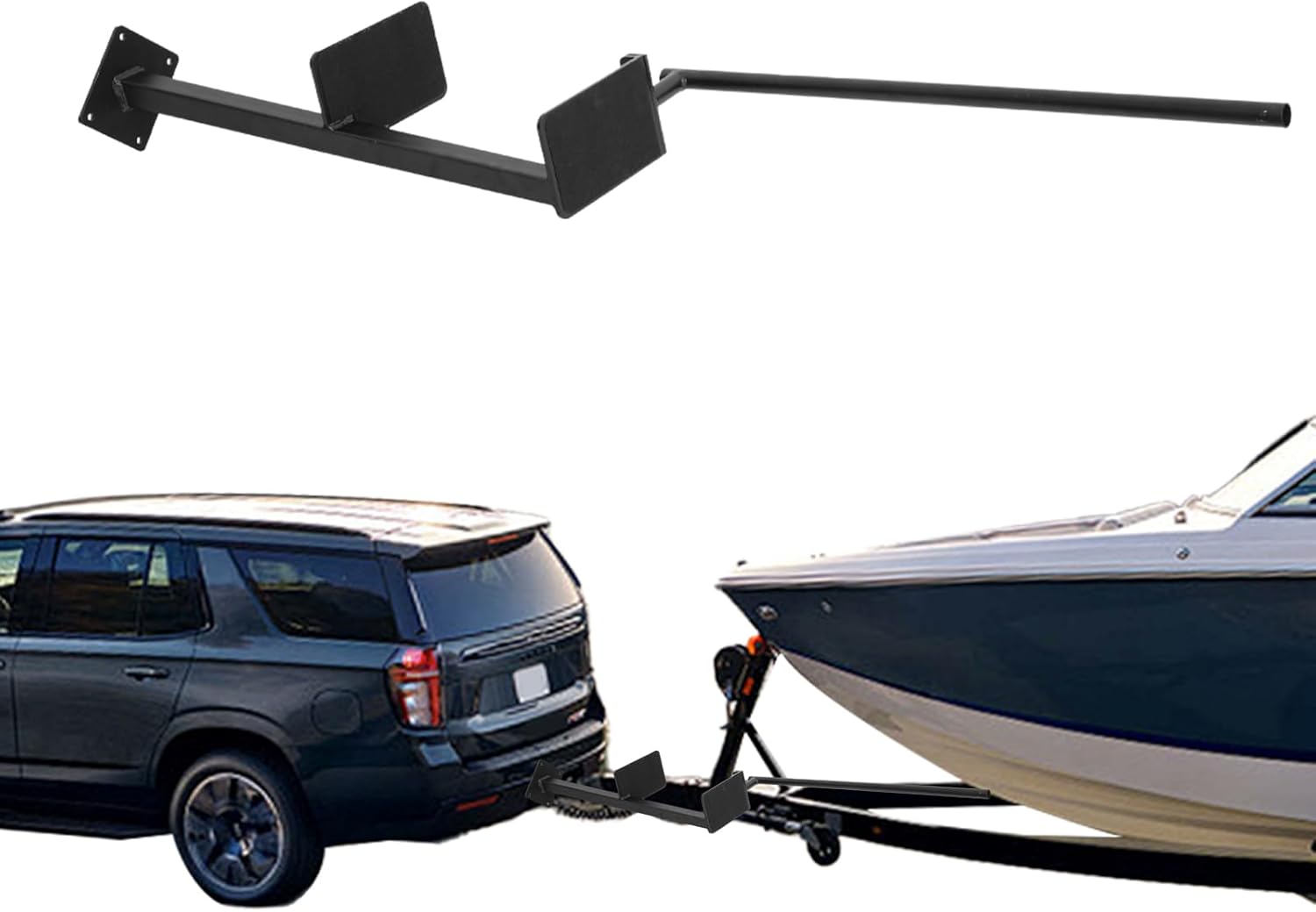 Boat Trailer Tongue Steps, Heavy Duty Yacht Trailer Ladder with Handle, Non-Slip 2 Steps Safety Step for Pontoon, Fishing, Bass, Hunting Boats