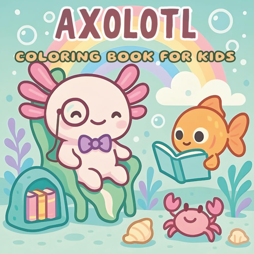 Axolotl Coloring Book for Kids: Kawaii Illustrations, Fun Facts, Trace Lines & Magical Mazes Ready to Be Filled with Colors