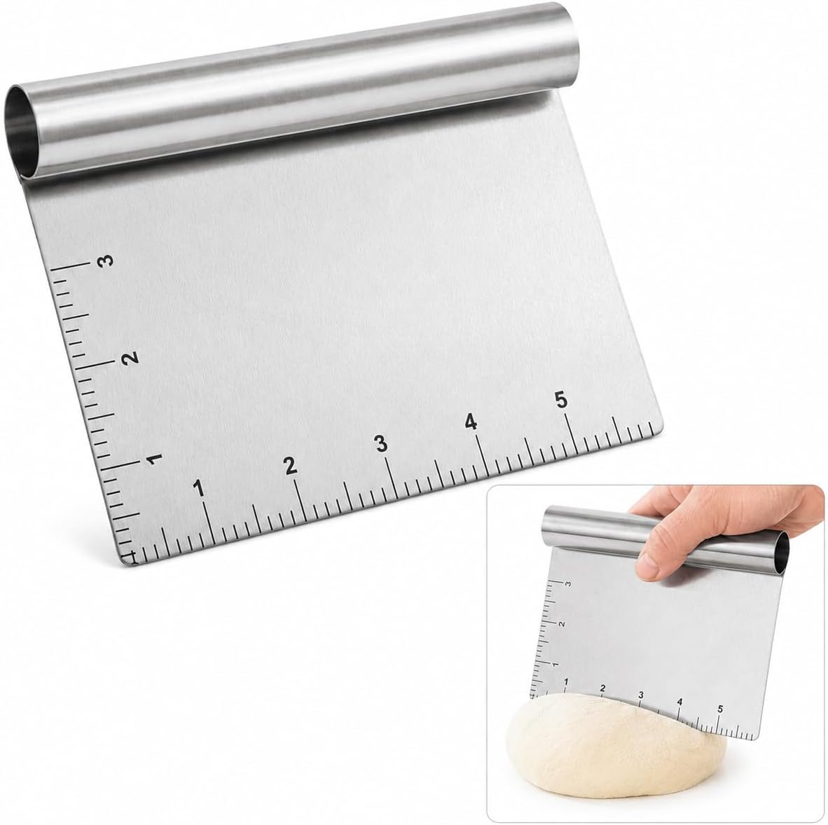 Mrs. Anderson's Baking Pastry Dough Cutter Scraper with Measurements, Stainless Steel