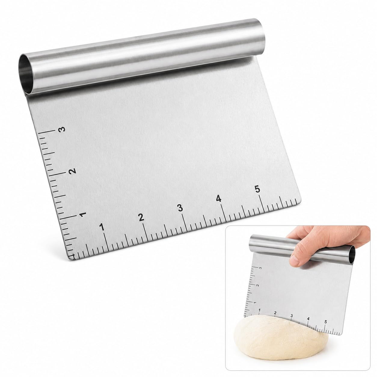 Mrs. Anderson's Baking Raspador de masa para pastelería con medidas, 15 x 4.25 pulgadas, acero inoxidable